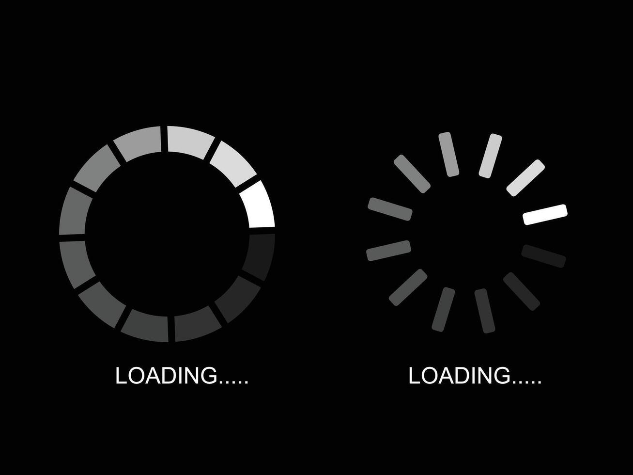 Loading icons. Error loading website. Loading Progress Round Bars vector