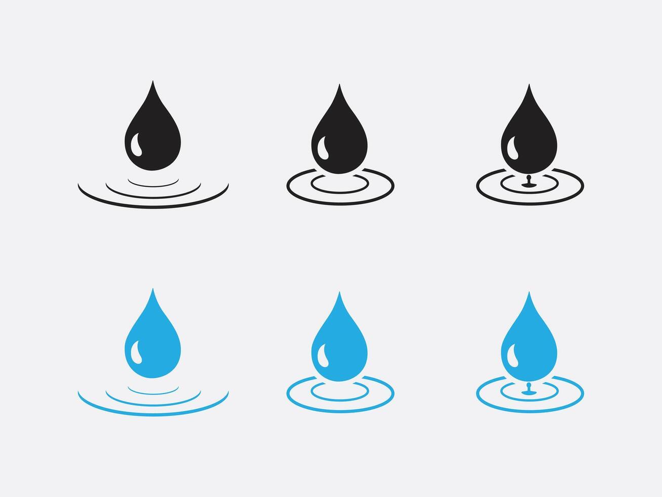 Silhouette and Water Drop Line Icon Set. Gathering Water Droplets vector