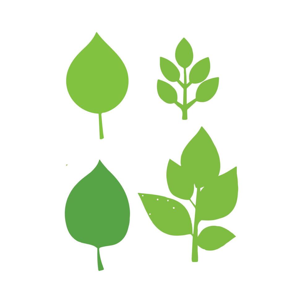 A set of green leaves and leaves free download vector
