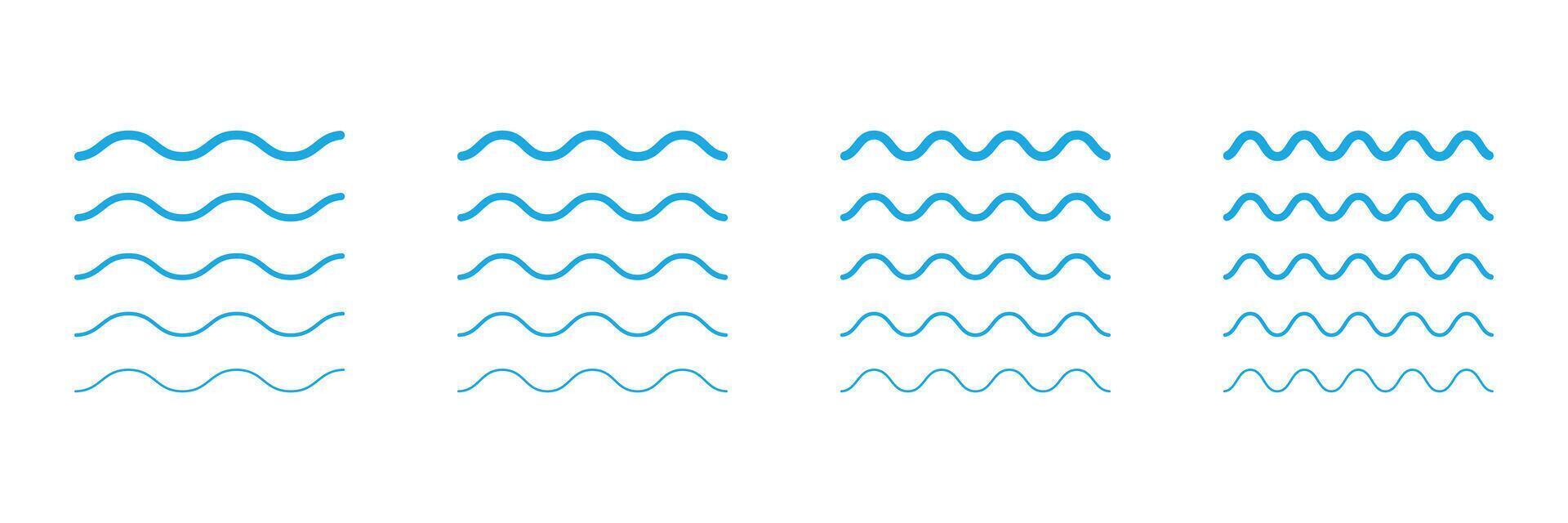 Line waves set. Zigzag water waves line icons. Waves icon set. Waves collection. vector