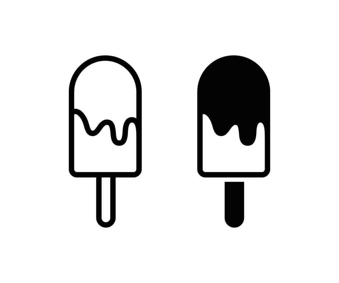 Melting ice cream icon symbol. Ice cream silhouette icons. Ice lolly icons. vector