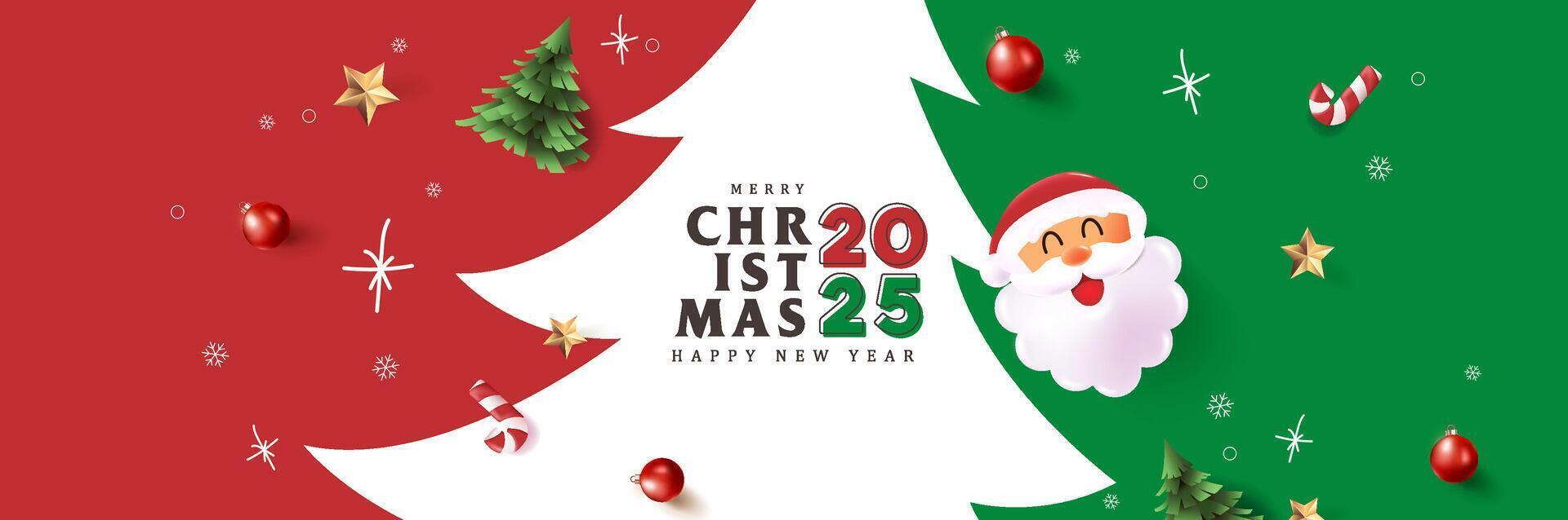 Merry Christmas and happy new year banner background with festive decoration for christmas vector