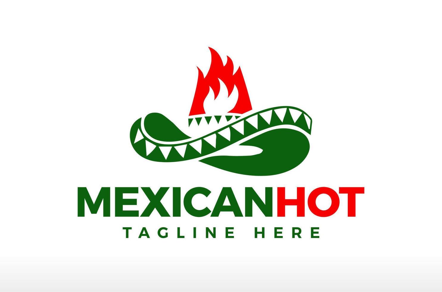 Mexican Hat With Hot Chili Fire Logo Design vector