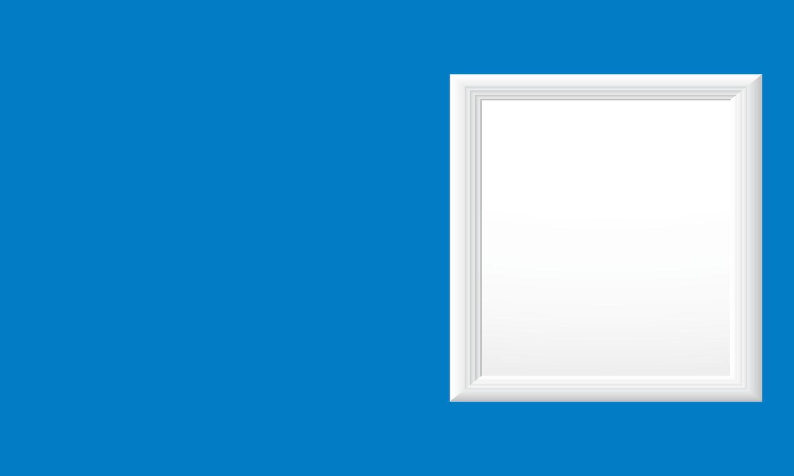 Blank White Picture Frame on Solid Blue Background vector