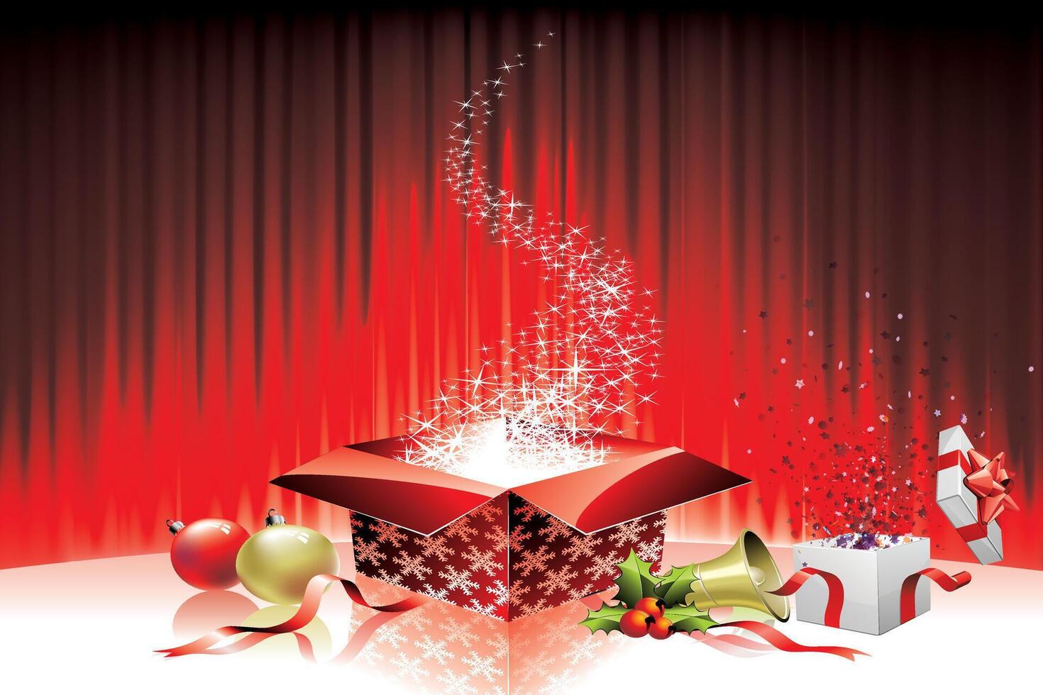 Magical Christmas Gift Box with Sparkling Surprise vector
