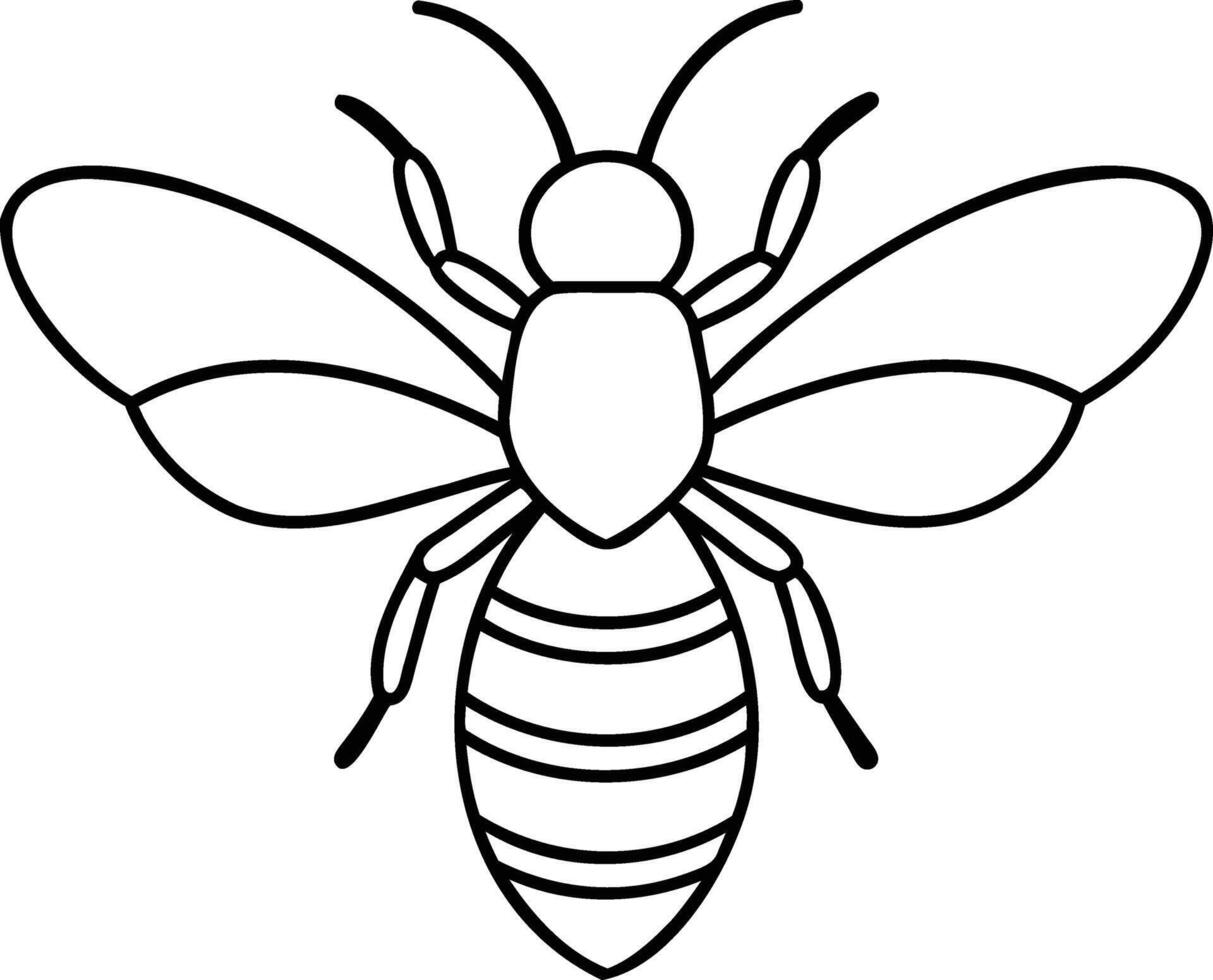 Bee Black and White Clip Art Illustration vector