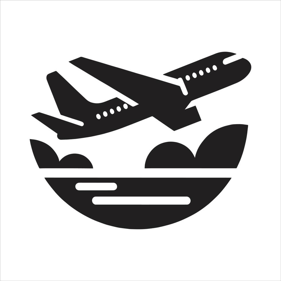 Crisp Black and White Airplane Silhouette Icon Ideal Plane Illustration for Graphics vector