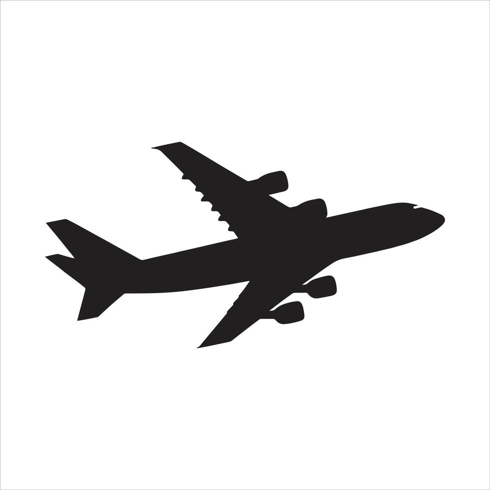 Plane Icon in Black and White Silhouette Illustration Classic Airplane Design vector