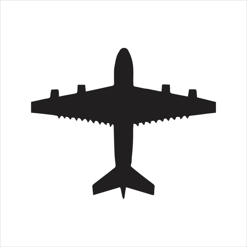 Minimalist Airplane Silhouette in Black and White High-Resolution Plane Icon Illustration vector