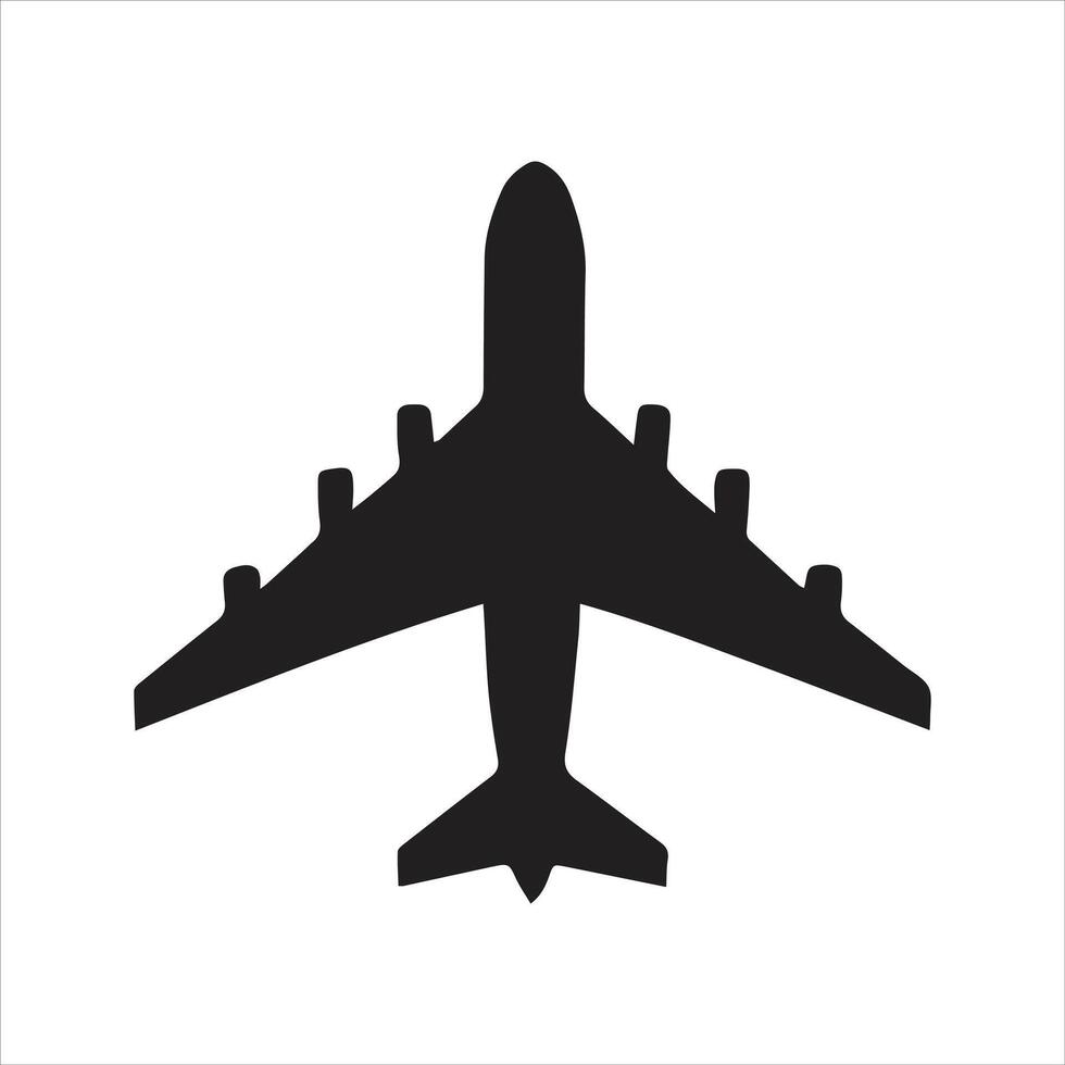 Black and White Airplane Silhouette Icon Perfect Plane Illustration for Graphics vector
