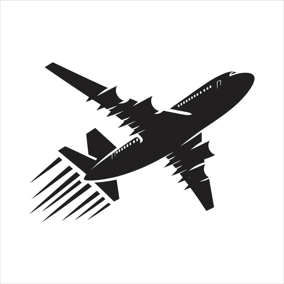 Clean Airplane Icon in Black and White Silhouette Simple Plane Illustration for All Uses vector
