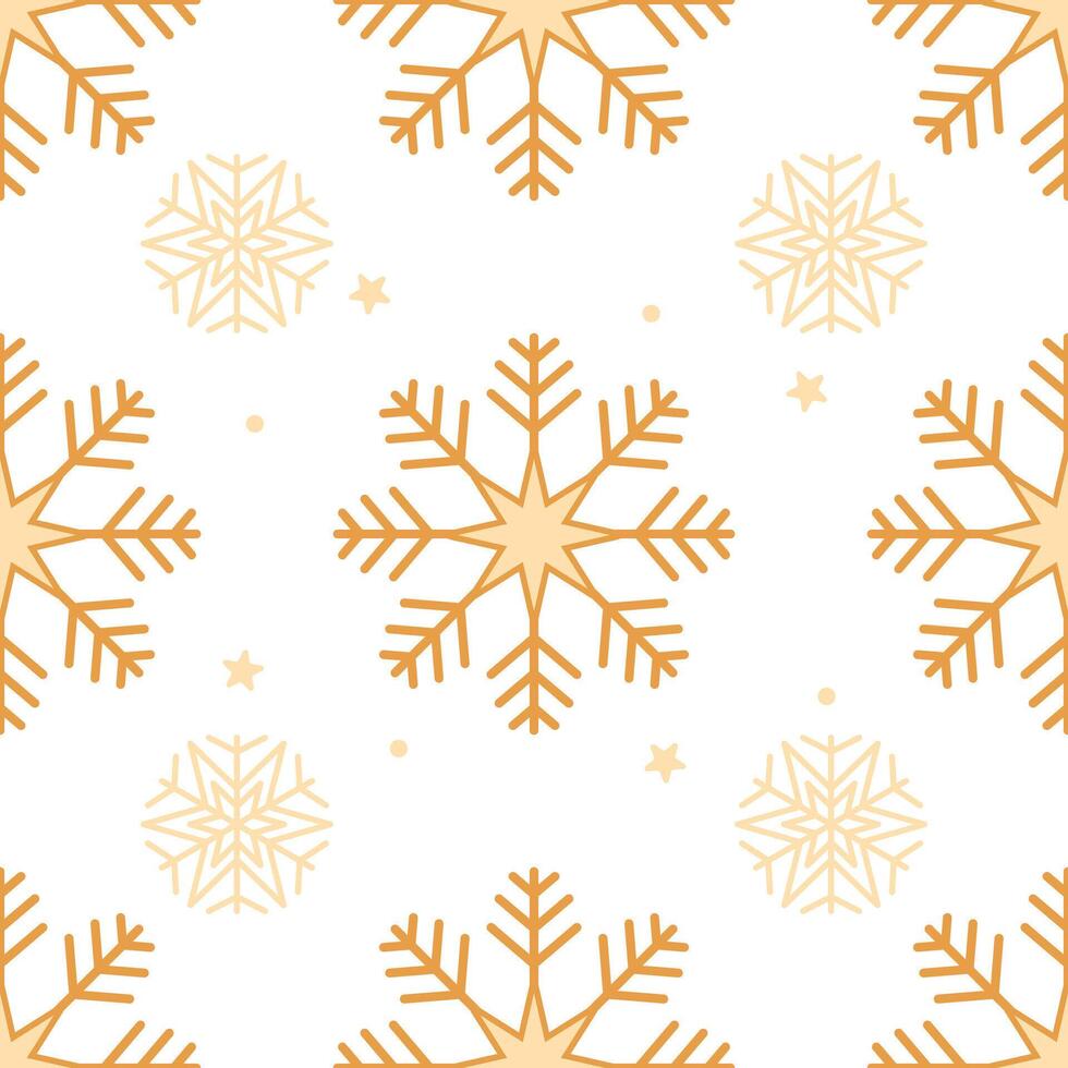 Abstract Seamless Pattern Golden Snowflakes for Christmas and New Year, texture clothing scarf decoration vector