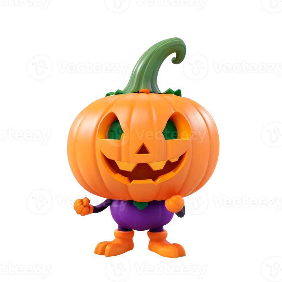 A toy figure of a pumpkin with a green head png