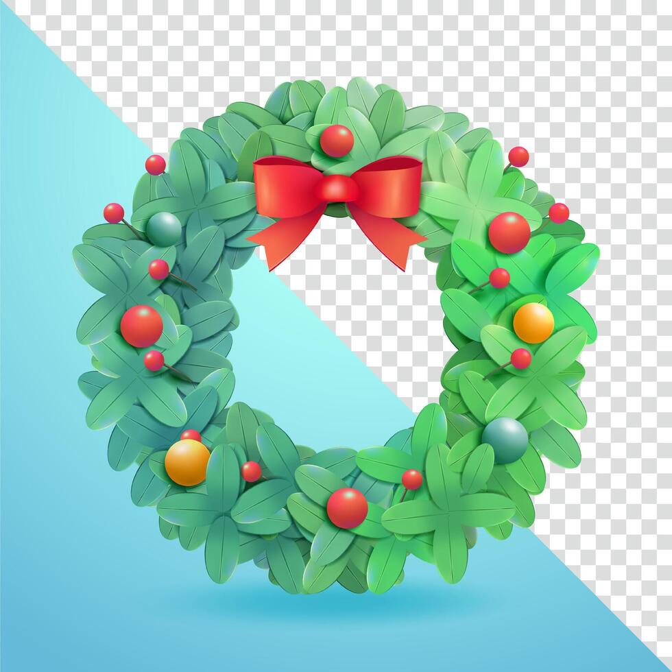 Christmas wreaths, 3d elements vector