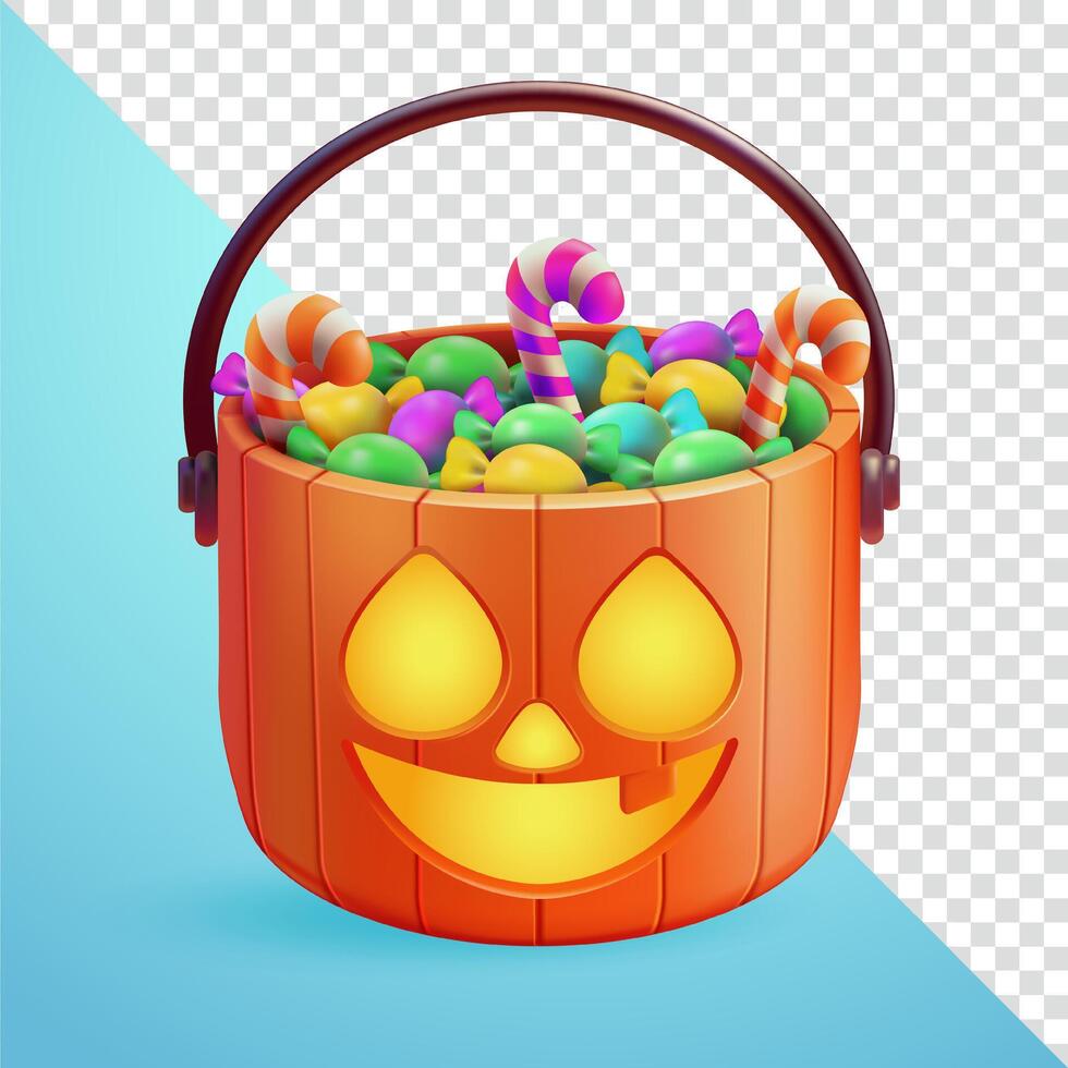 Halloween candy bucket, 3D element vector