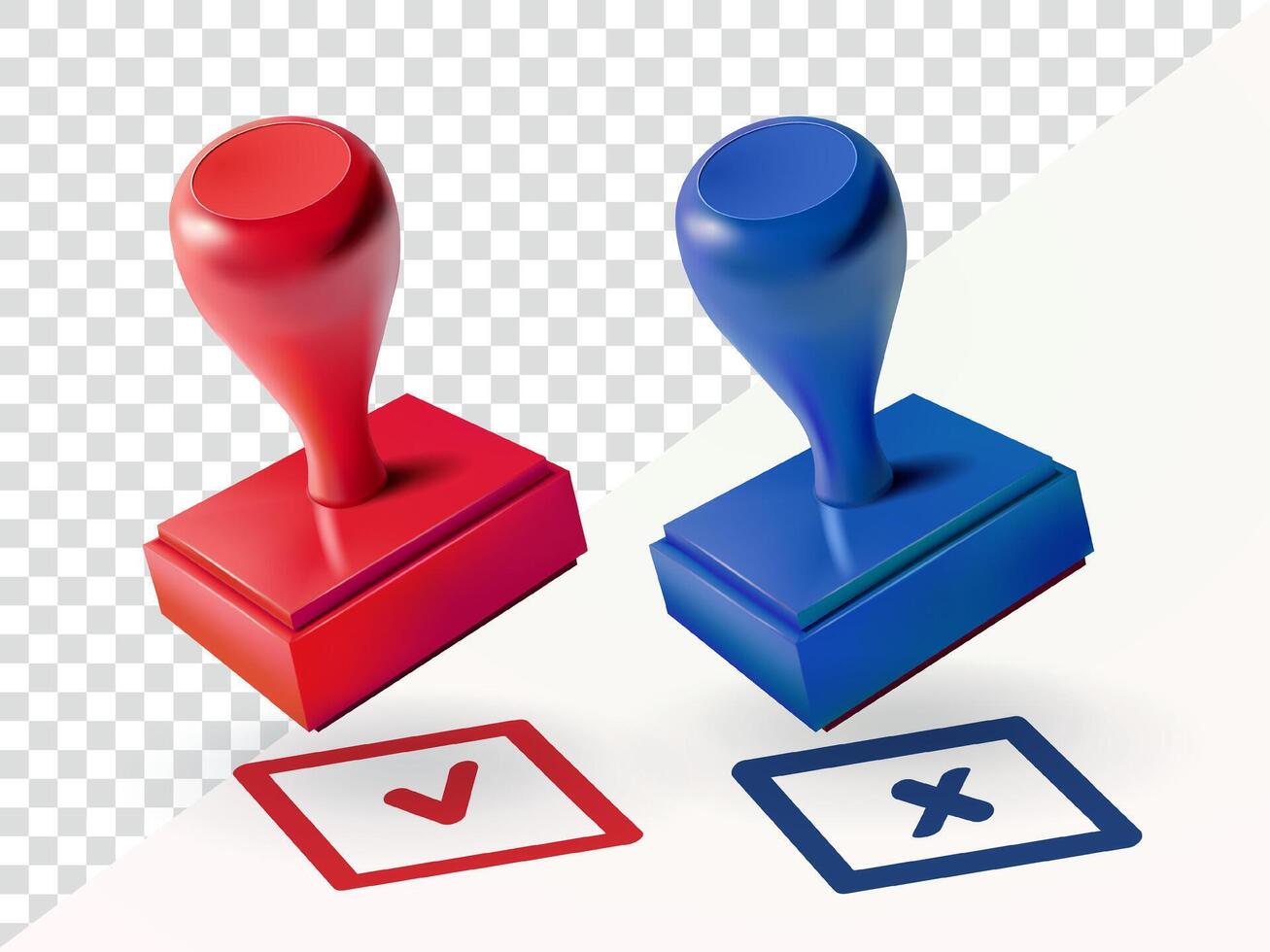 Rubber stamp yes and no, 3d. Suitable for design elements vector