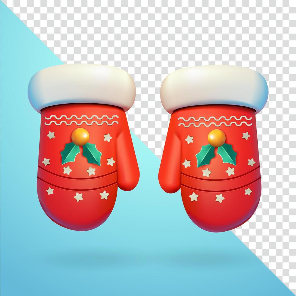 Christmas mittens, 3d elements vector