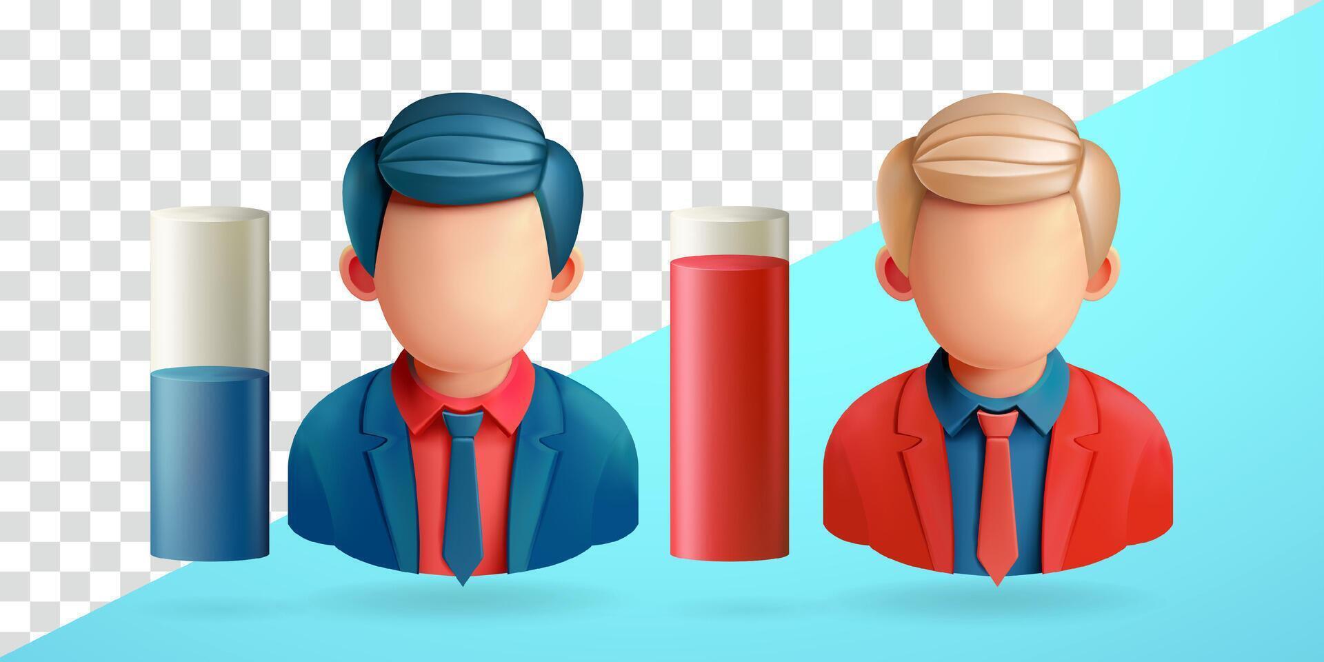Candidate voting results, 3d. Suitable for election day and design element vector