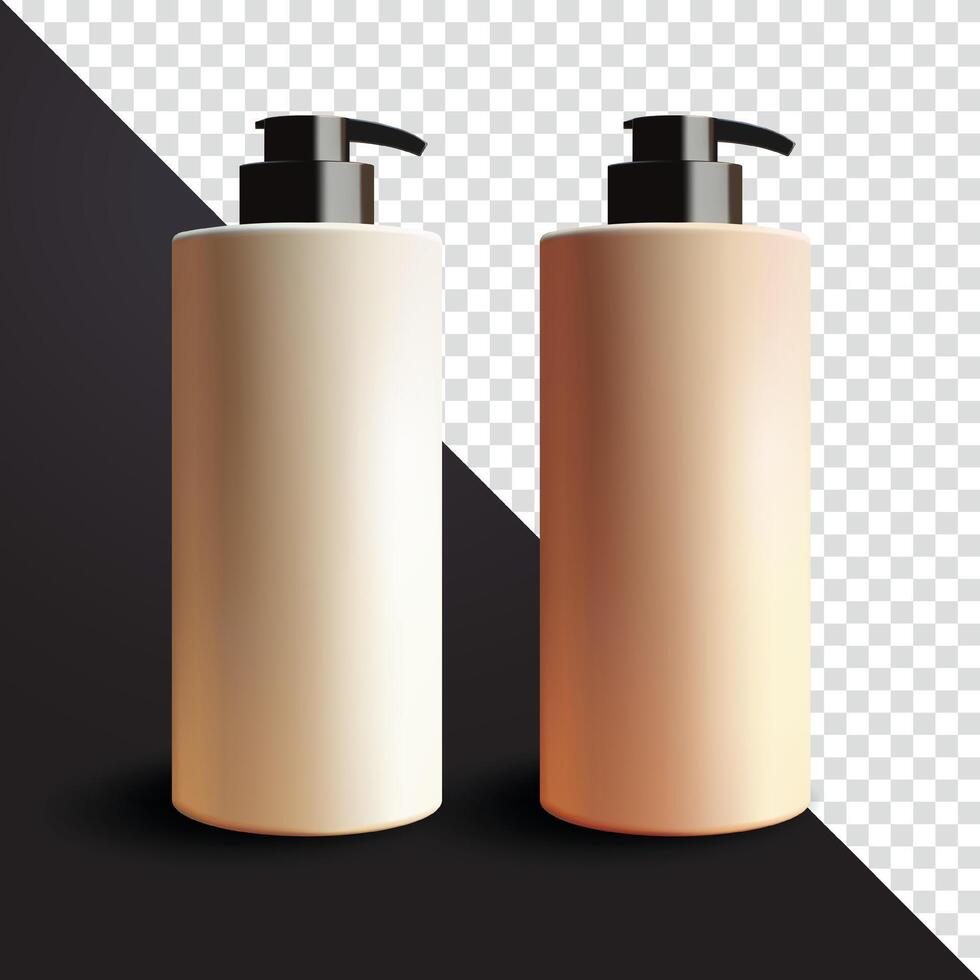 Tall bottles of soap, lotion and shampoo, 3d. Suitable for cosmetics and advertising vector