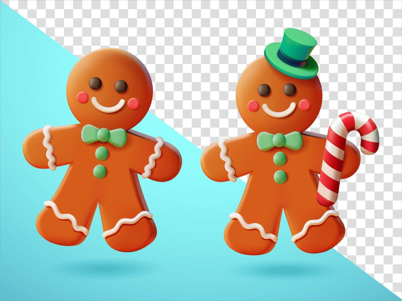 Gingerbread man and candy, 3d. Suitable for events and design elements vector