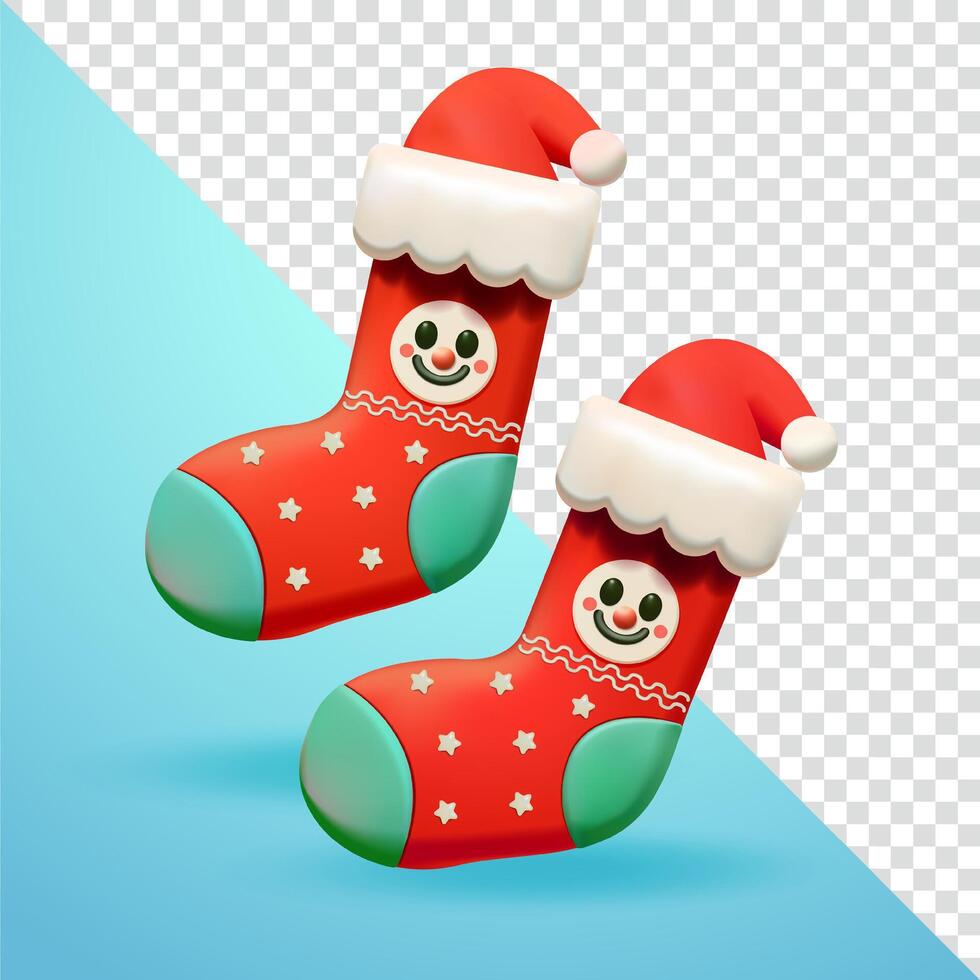 Christmas sock, 3d elements vector