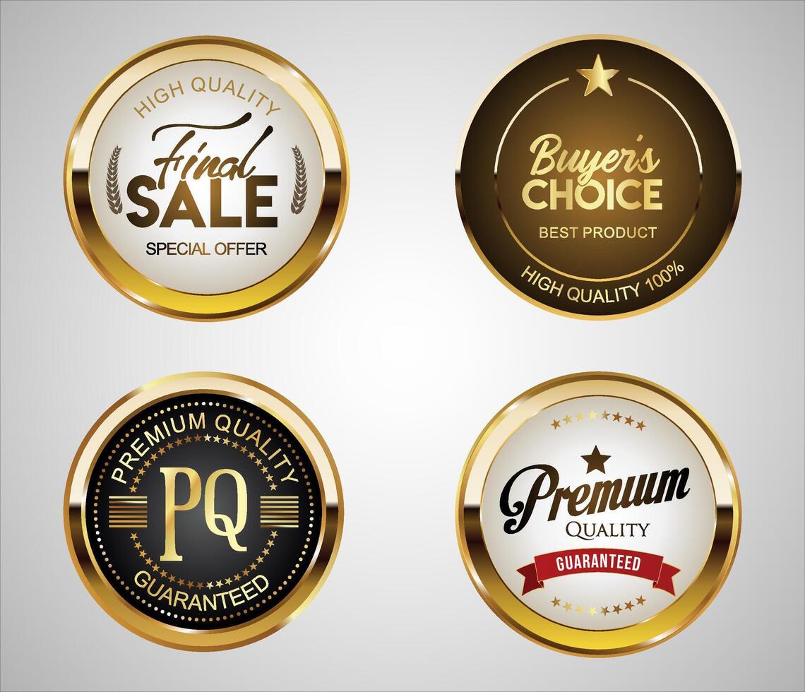 Luxury golden badges and labels retro vintage design vector