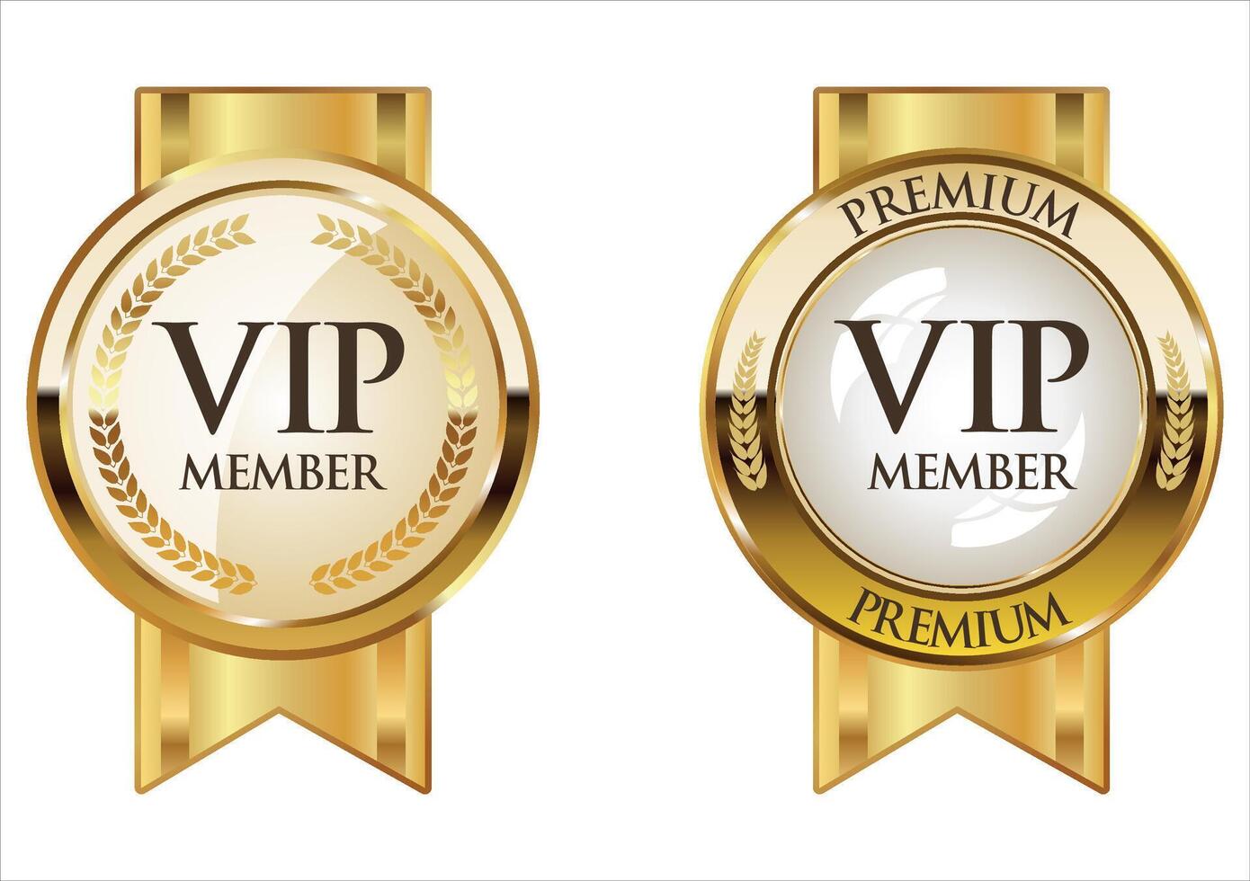 VIP premium membership golden badge on white background vector