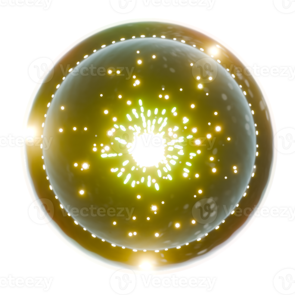 A glowing sphere with stars and a bright light png