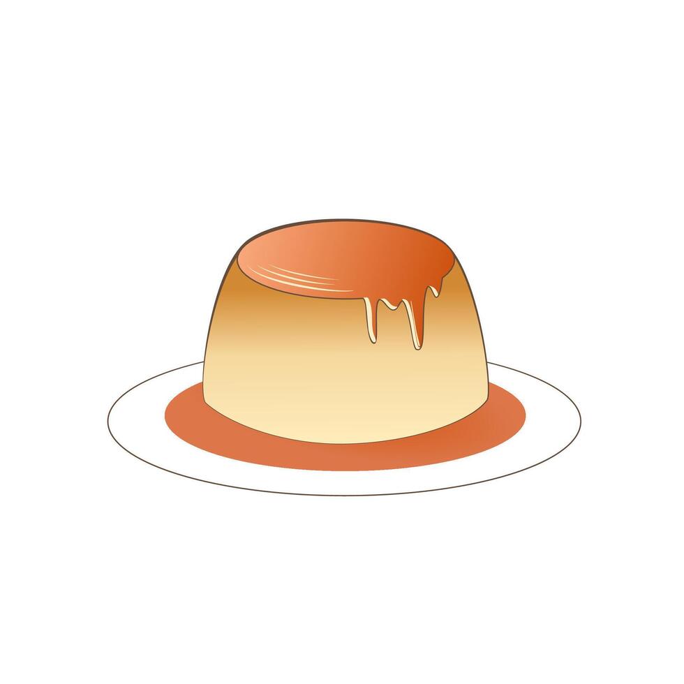 illustration of delicious caramel pudding on a plate vector
