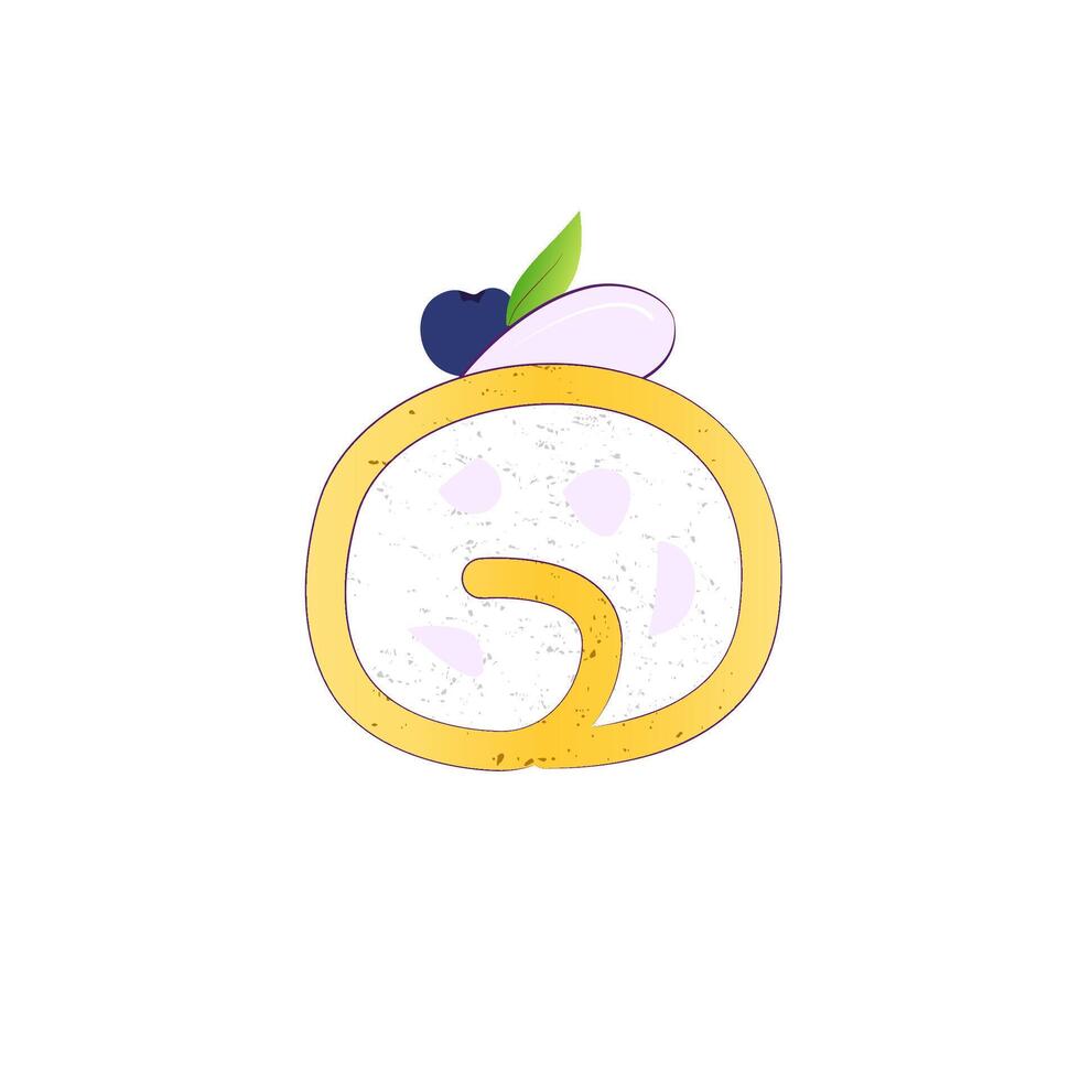 illustration of a piece of cake roll with cream filling vector