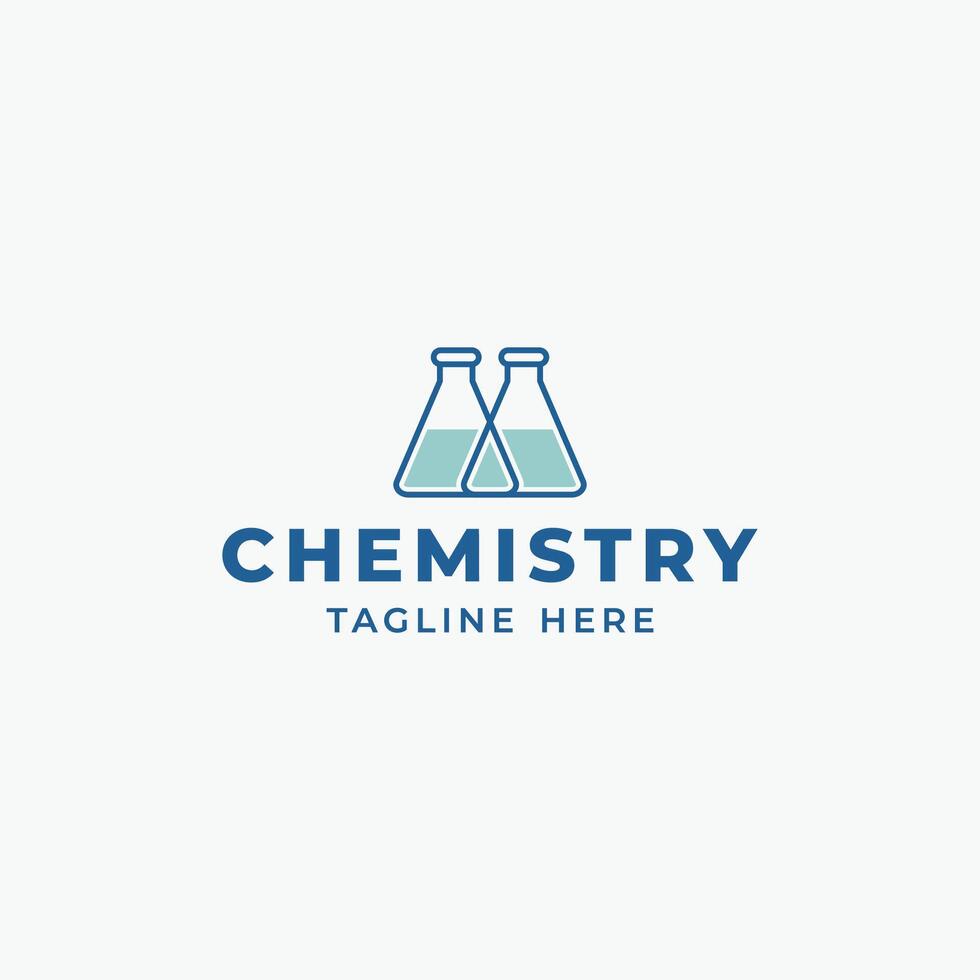 Chemical test tube. Glass tube. Flask template. Glass container. Flask of poison. Medicine vial. Laboratory. Logo design template. vector