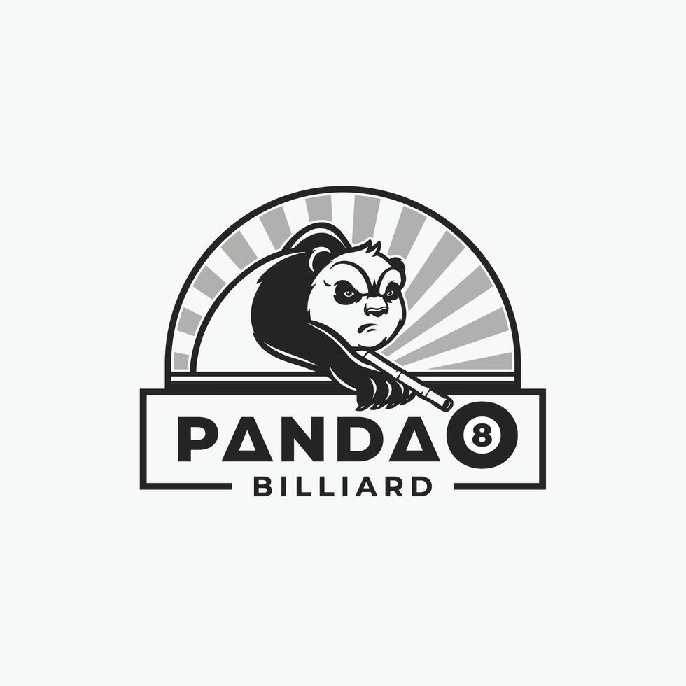 Panda billiard logo design template vector