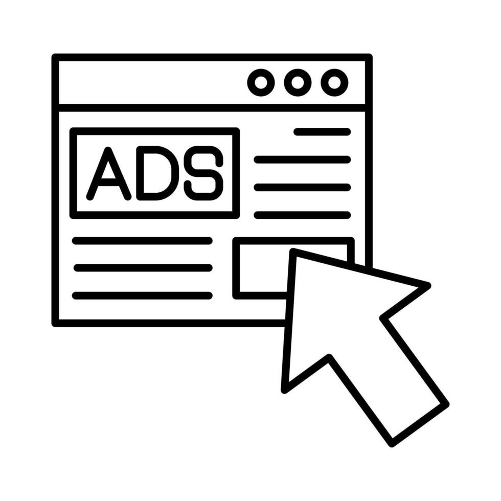 Click ads with cursor. Concept for advertising illustration. vector
