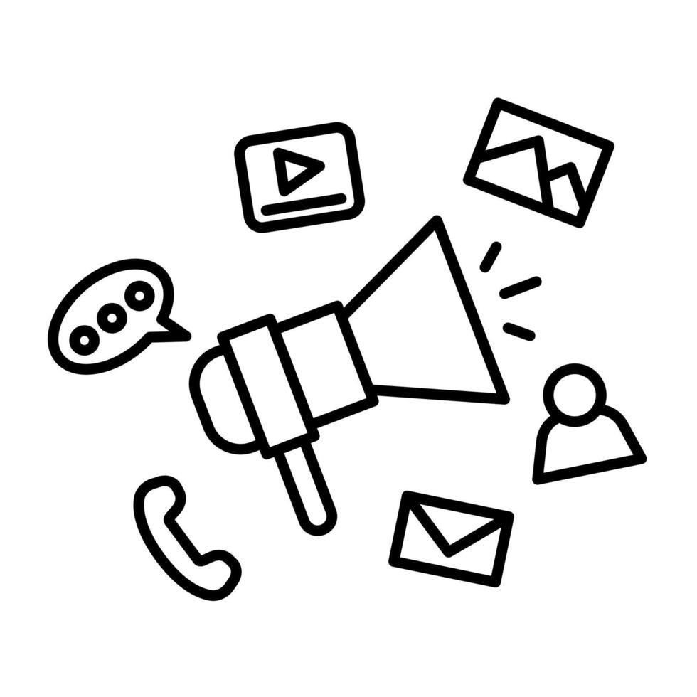Advertising in all media platform. Concept for advertising illustration. vector