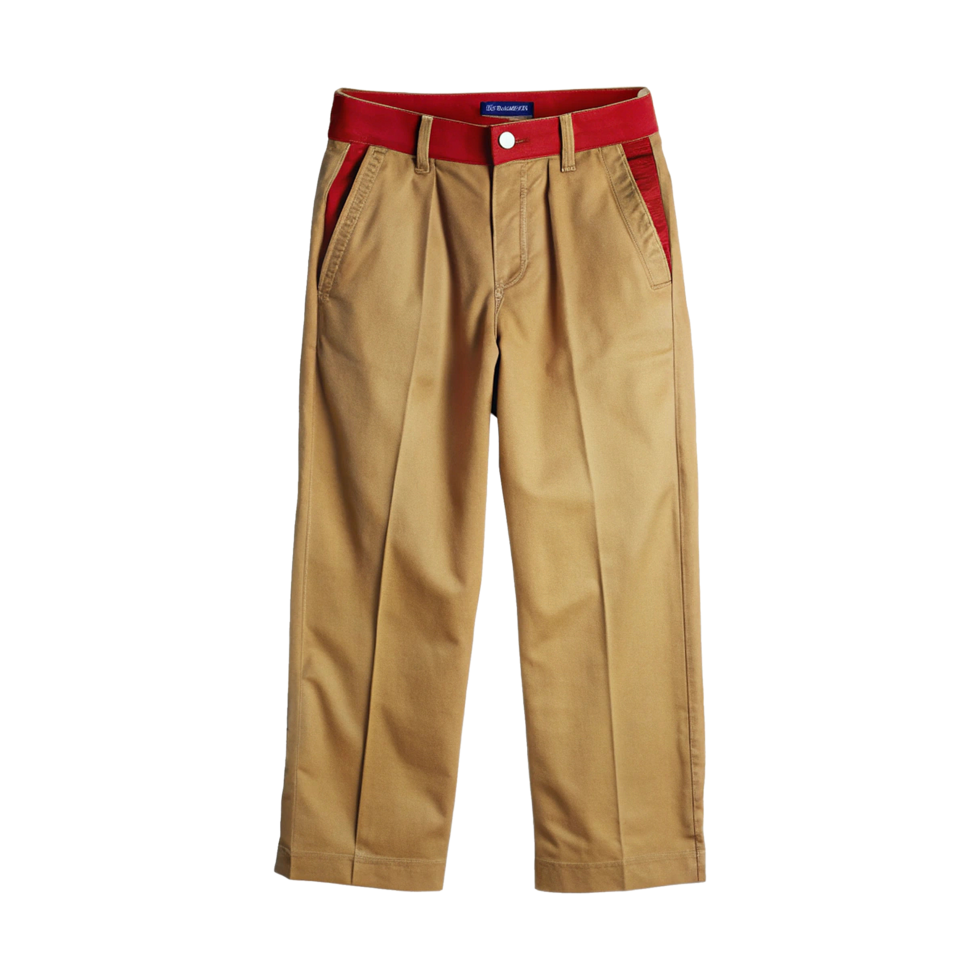 A boy's khaki pants with red trim png