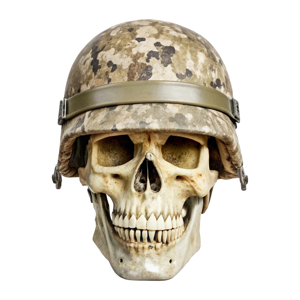 A skull wearing a helmet with a skull on it png