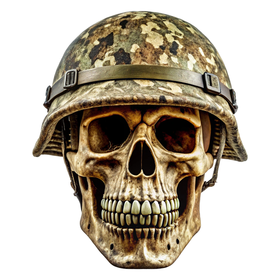 Skull in army helmet png