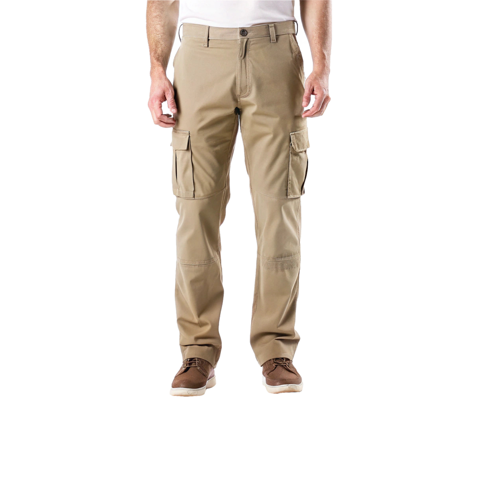 A man in khaki cargo pants standing up png