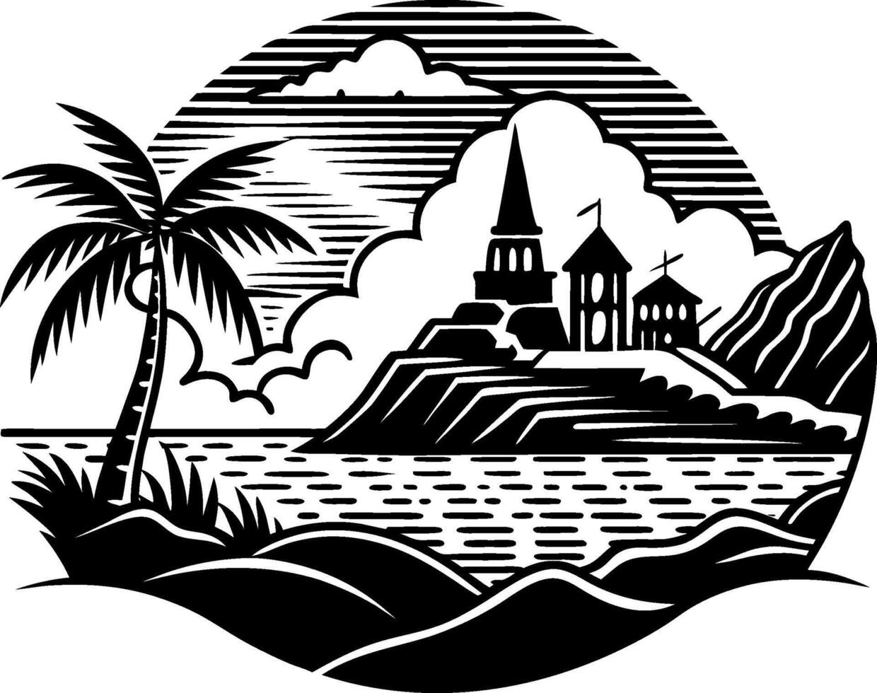 Coast in Black Silhouette Clean - Minimalist Shoreline Art Tee vector