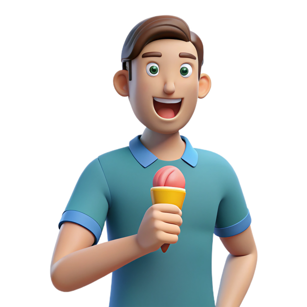 A man holding an ice cream cone png