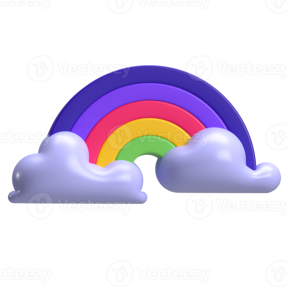Rainbow Cloud 3D Element png