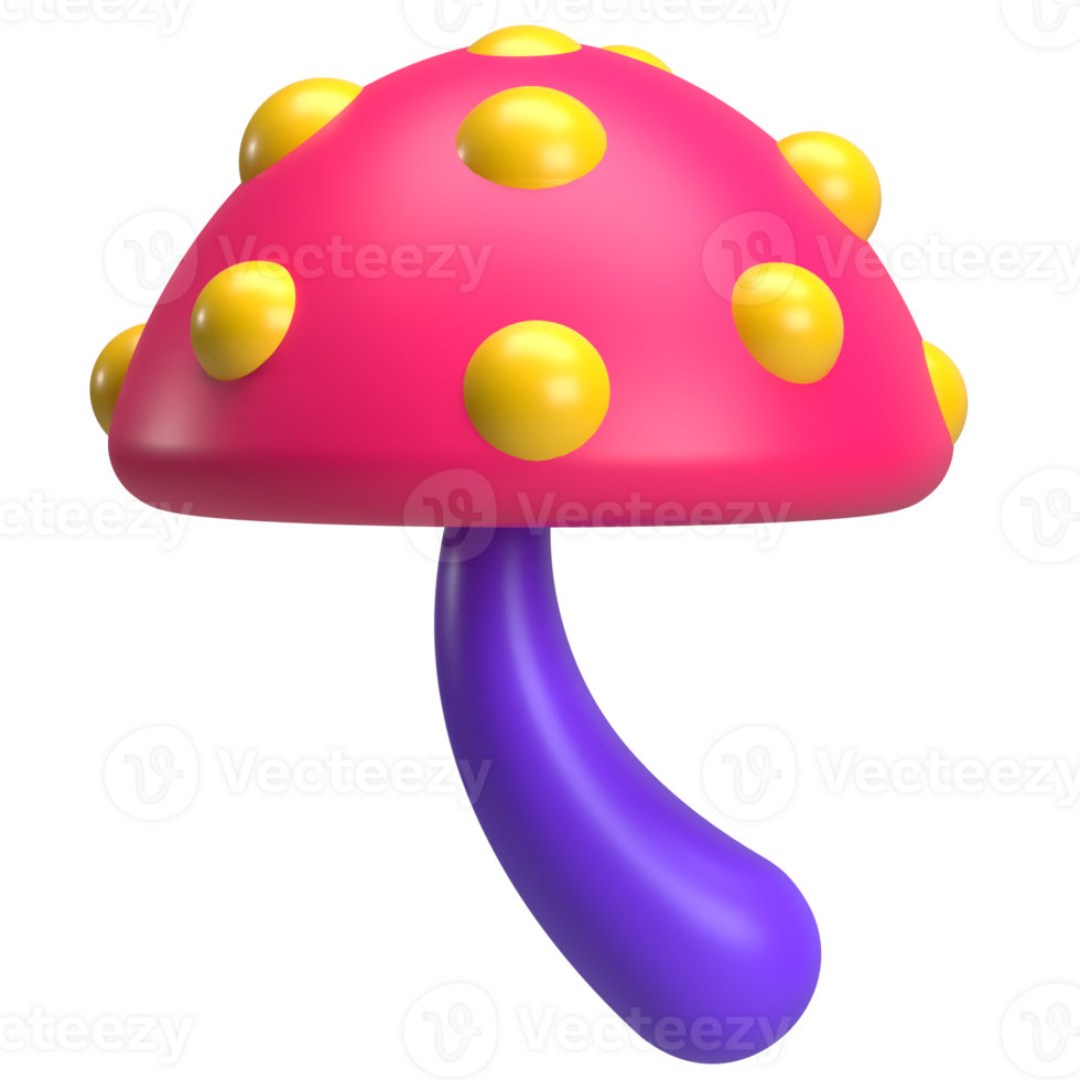 Retro Hippie Feel Mushroom 3D Element png