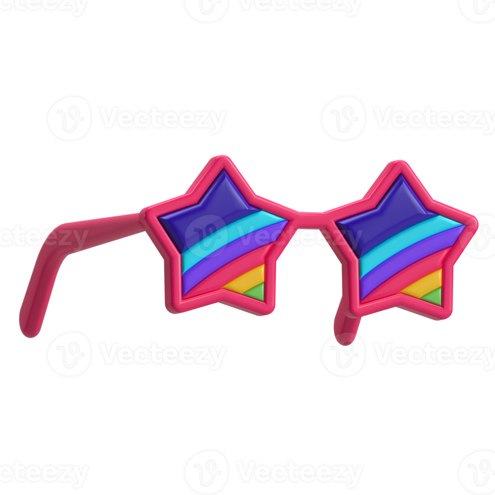 Star Glasses with Rainbow 3D Element png