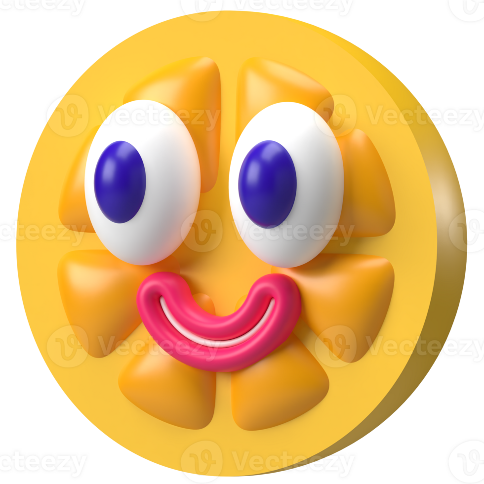 Orange with Cartoon Face 3D Element png