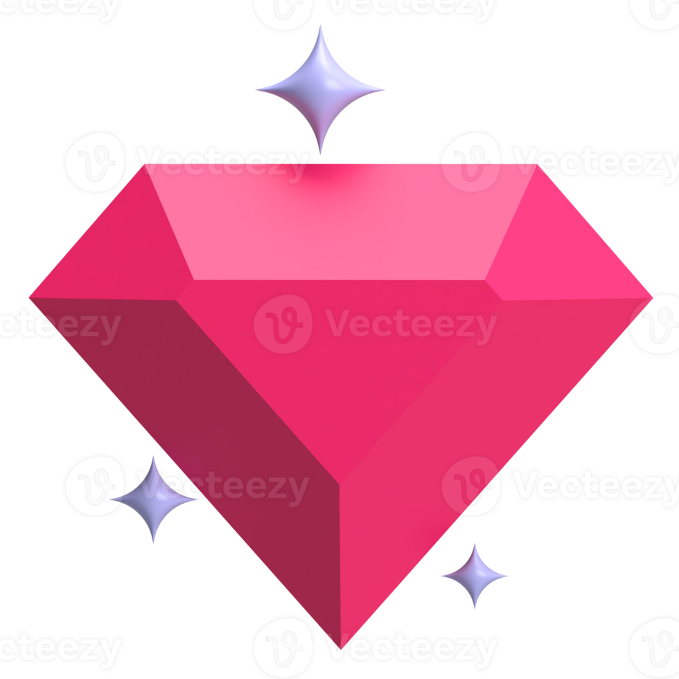 Red Diamond 3D Element png