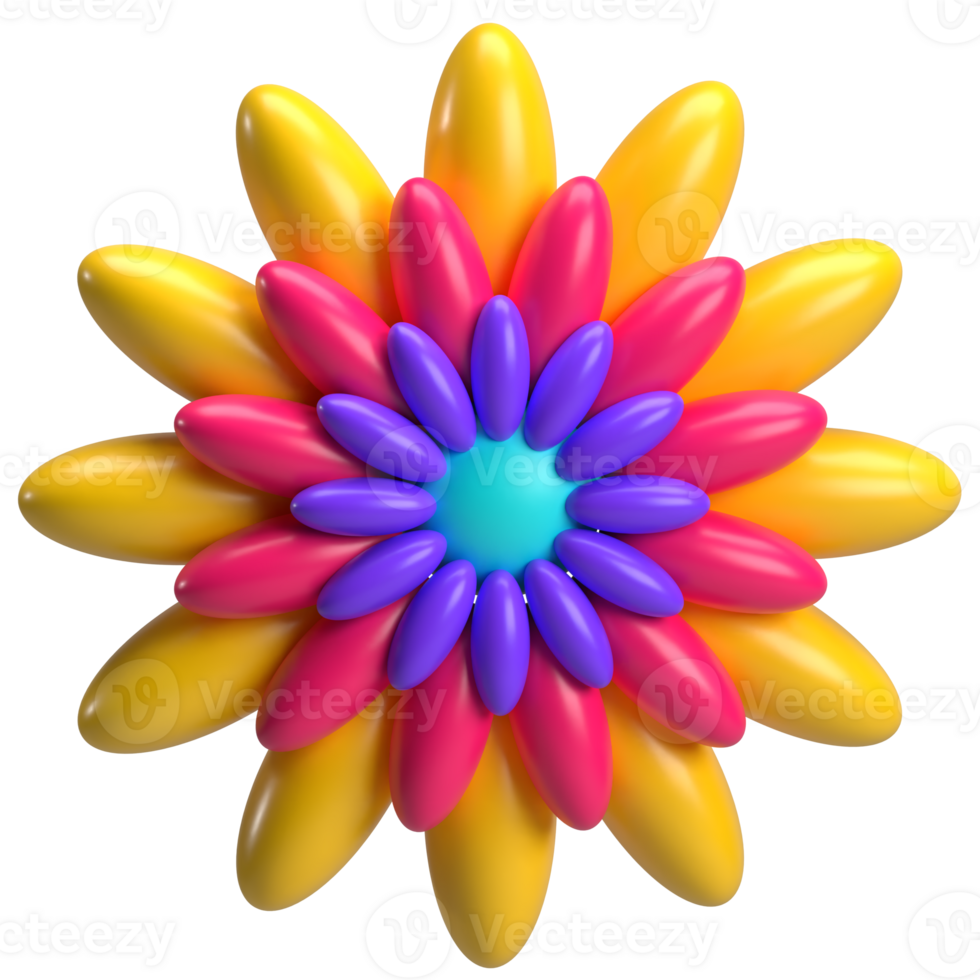 Colorful Flower 3D Element png