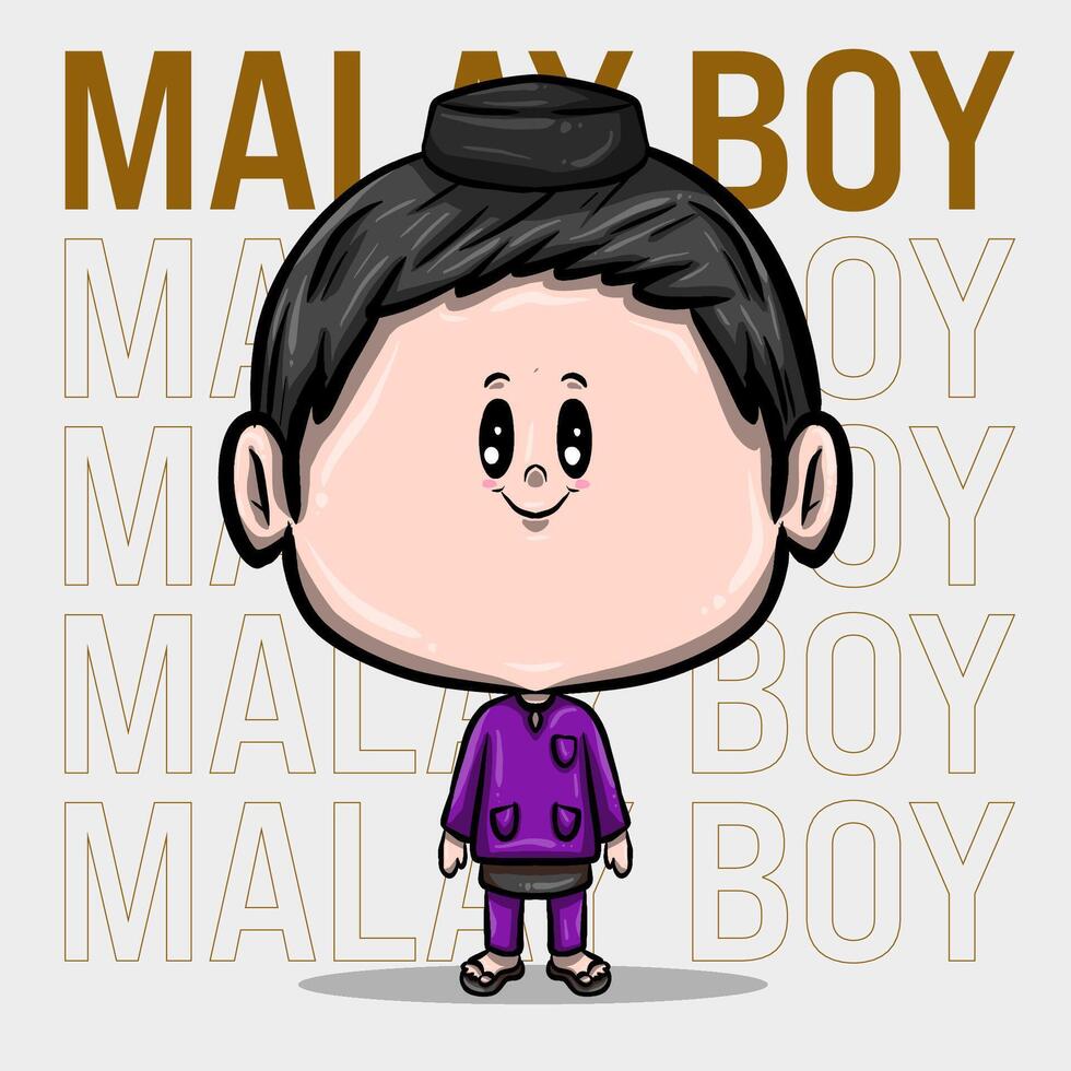 CHIBI CHARACTER MALAY BOY vector