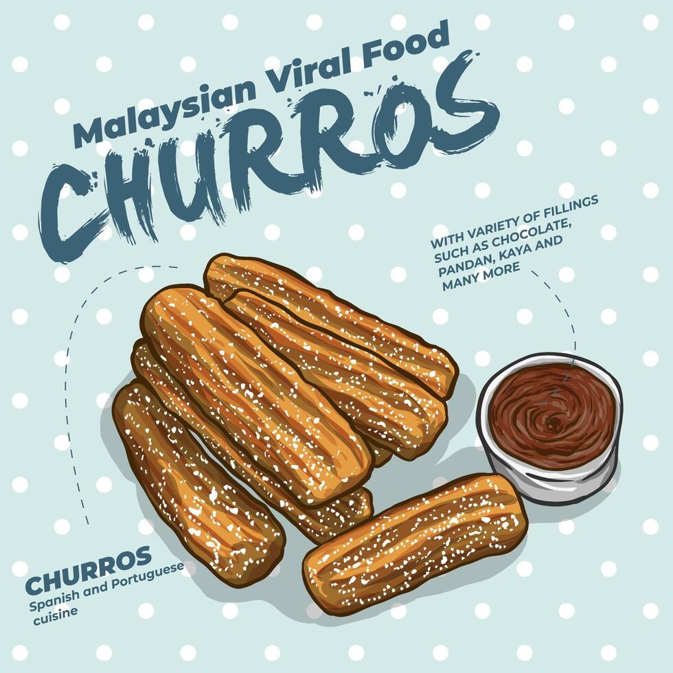 Malaysian Cuisine Set CHURROS vector