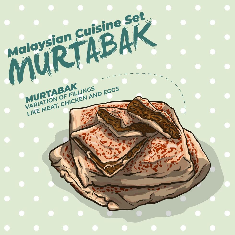 Malaysian Cuisine Set MURTABAK vector