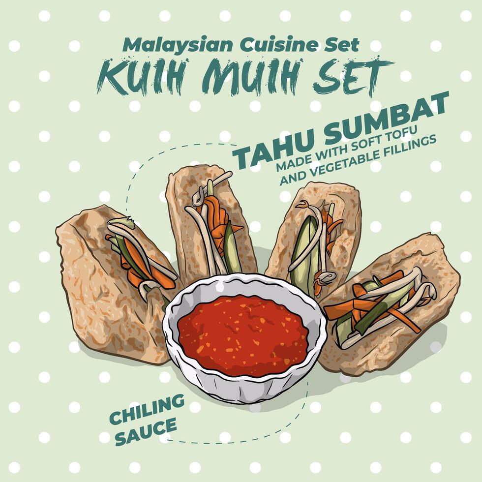 Malaysian Cuisine Set TAHU SUMBAT vector